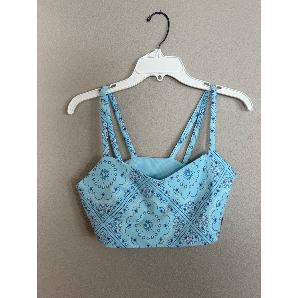 All in Motion Everyday Soft Light Support Sports Bra Blue Bandana Paisley XL